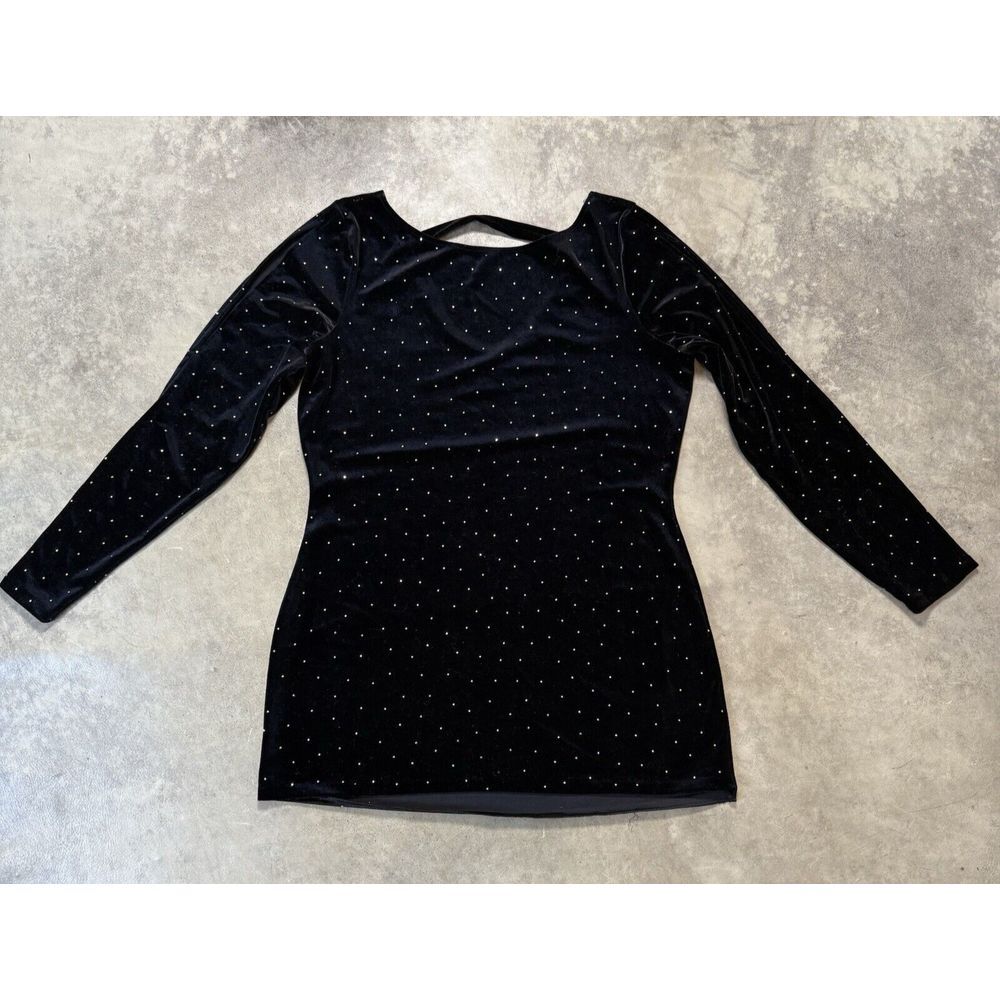 Cache Shirt Womens Large Black Gold Beaded Tunic Velvet Holiday Festive‎